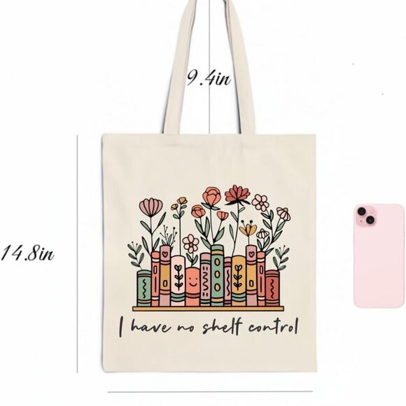 Funny Book Lovers Canvas Tote Bag for Women Reader Gift Casual Carryall - Picture 5 of 8